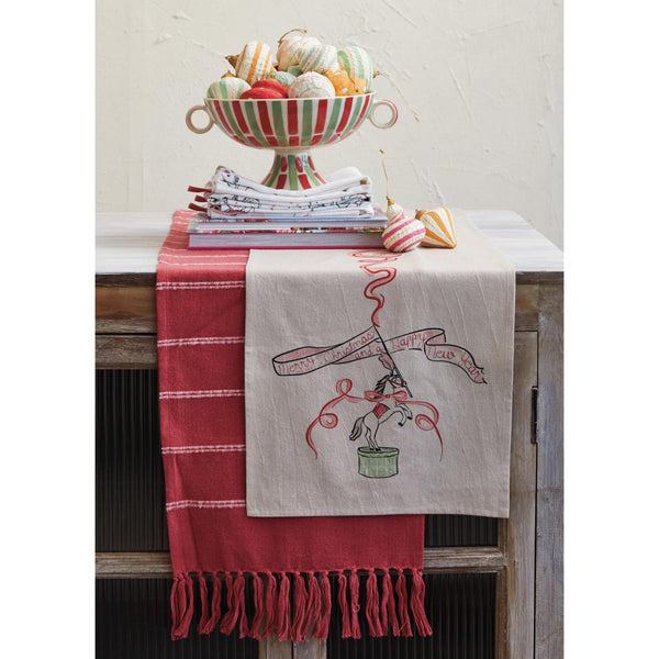 Red Fringe Table Runner