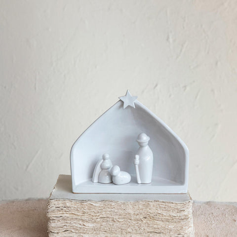 Stoneware House Nativity Set