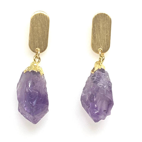 Amethyst Druzy Earring 18K