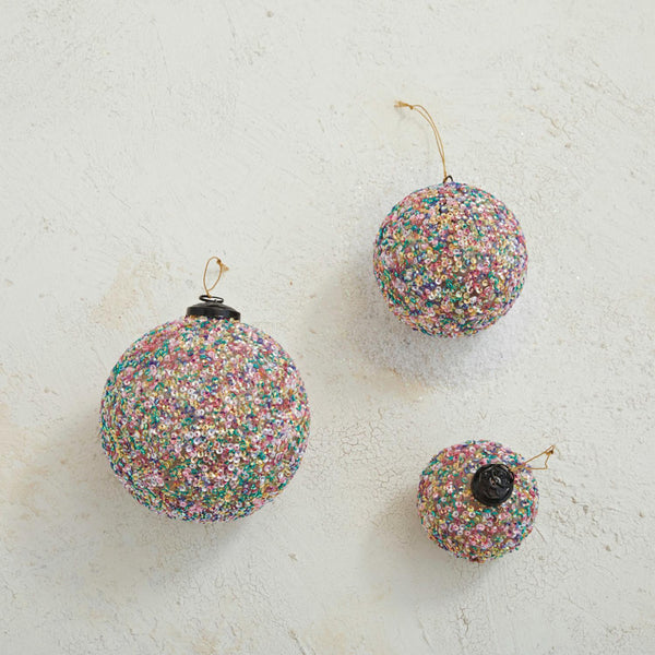 Sequin Glass Ball Ornament