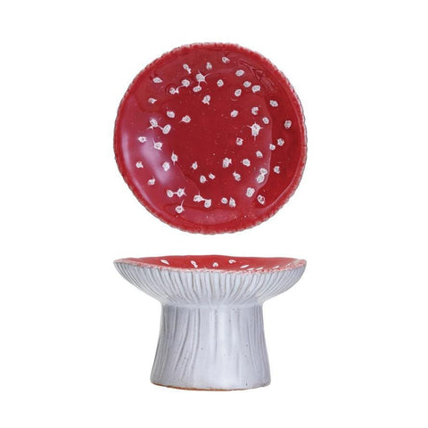 Stoneware Mushroom Pedestal Stand