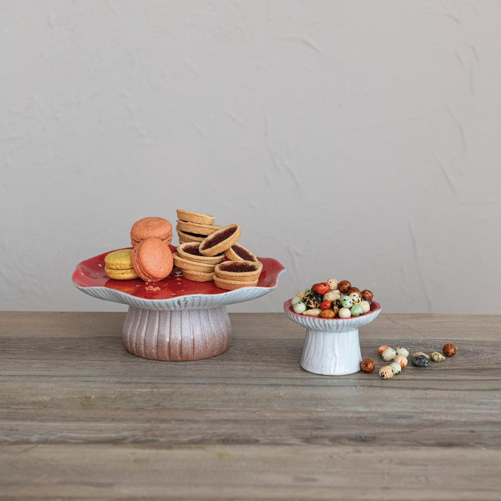 Stoneware Mushroom Pedestal Stand