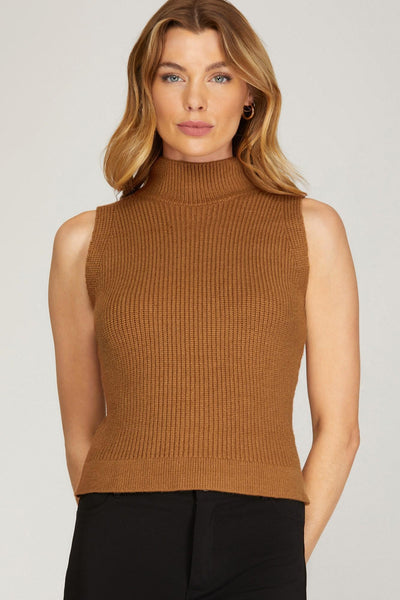 Mock Neck Caramel Tank