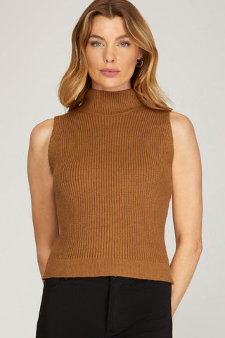 Mock Neck Caramel Tank