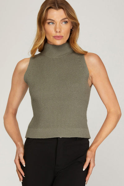 Mock Neck Olive Tank