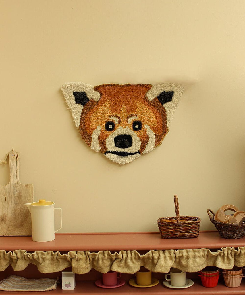 Perky Red Panda Head Rug