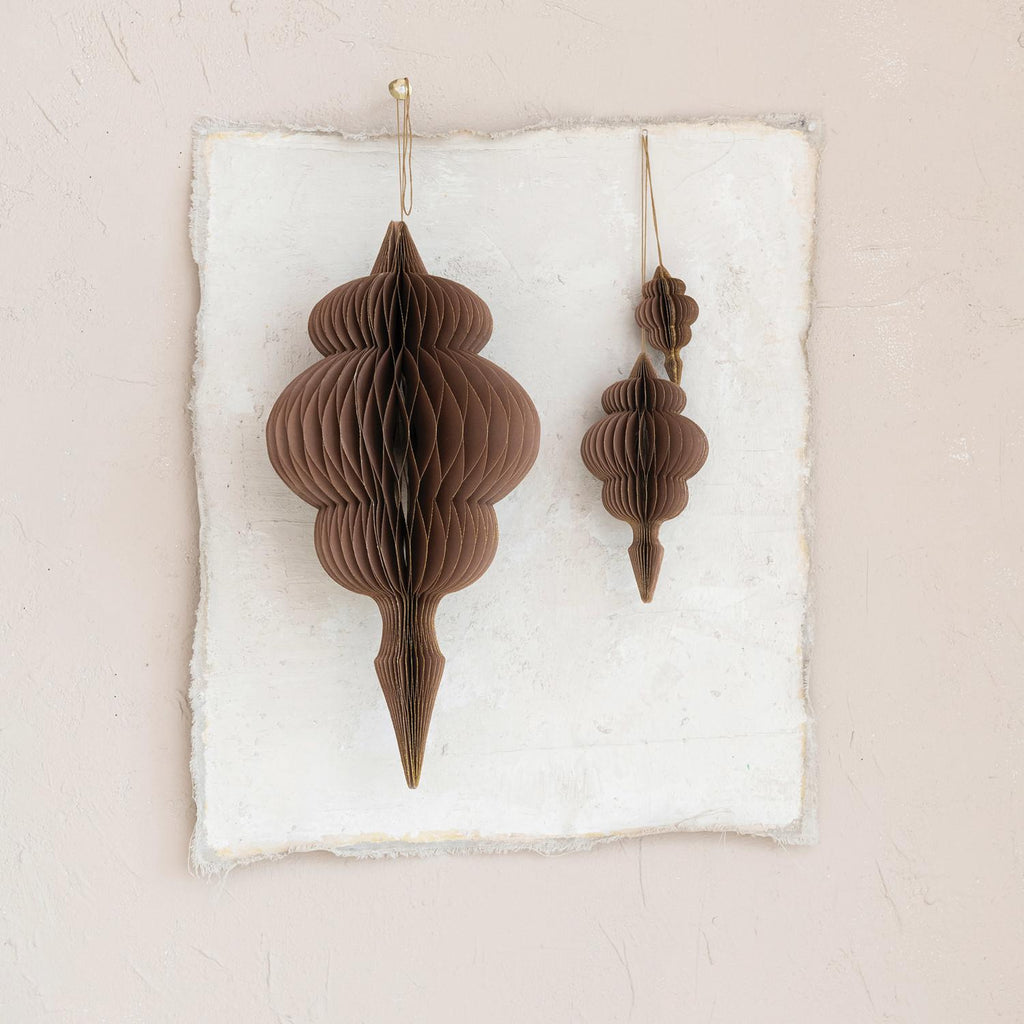 Brown Finial Honeycomb Paper Ornament