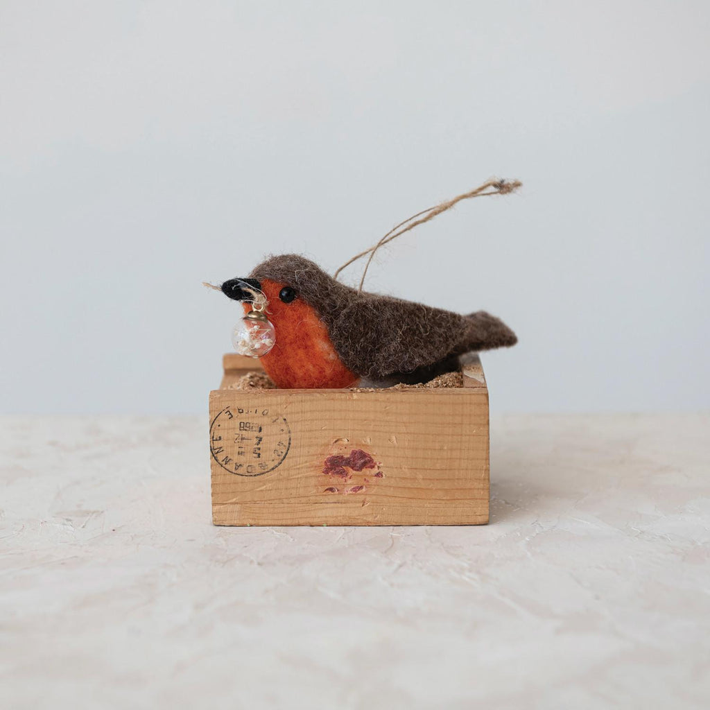 Wool Robin Beak Ornament