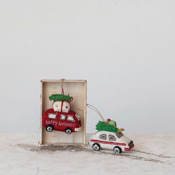 Wool Red/White Van Holiday Ornament