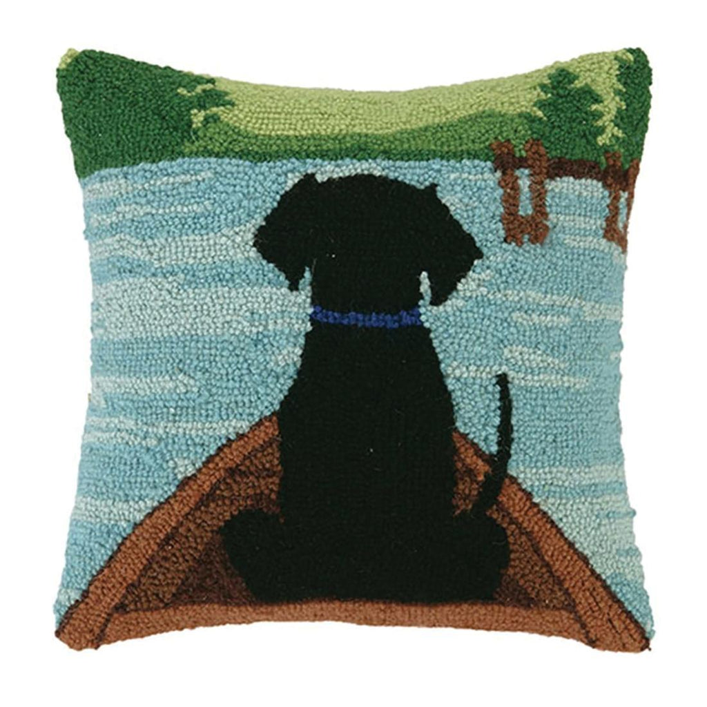 Black Lab on Lake Pillow