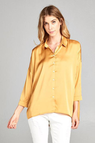 Golden Button Silk Top