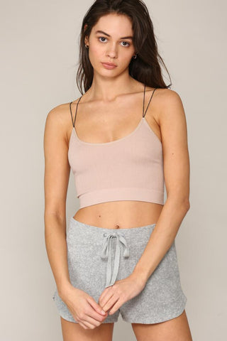 Dusty Rose Ribbed Crop Bralette